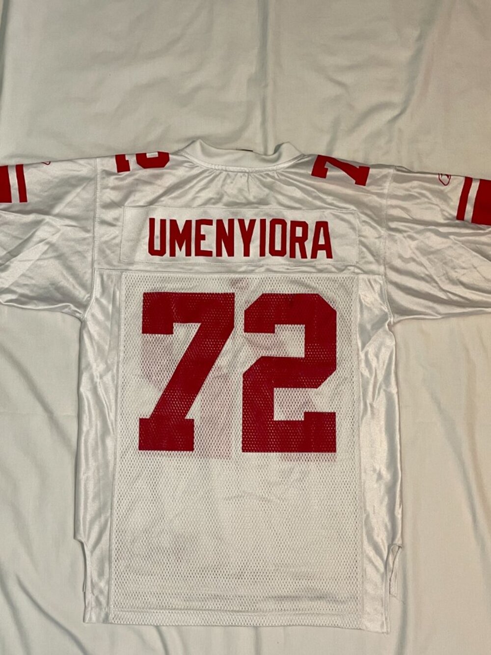 New York Giants Jersey Osi Umenyiora #72 White Red Mens Small Preowned